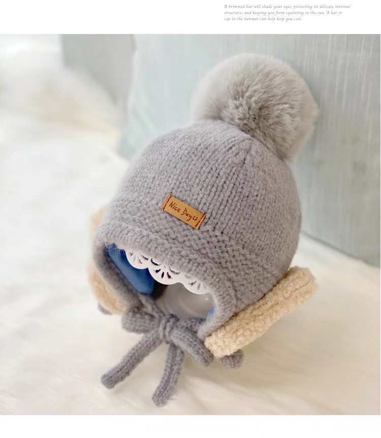  baby hat knitted cap Kids for children hat earmuffs protection against cold hat autumn winter baby protection against cold girl winter hat ( color : blue color )E27