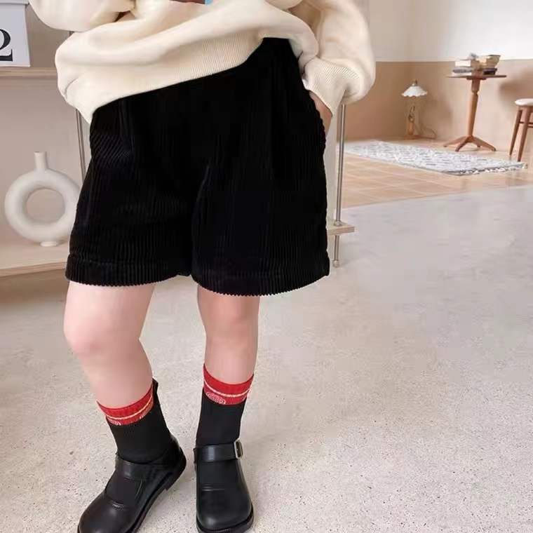 ショートパンツ スカート 裏起毛 短パン 膝上丈 短パン 女の子 秋冬 ハーフ 防寒（色：黒色　サイズ：90ｃｍ）B24_画像2