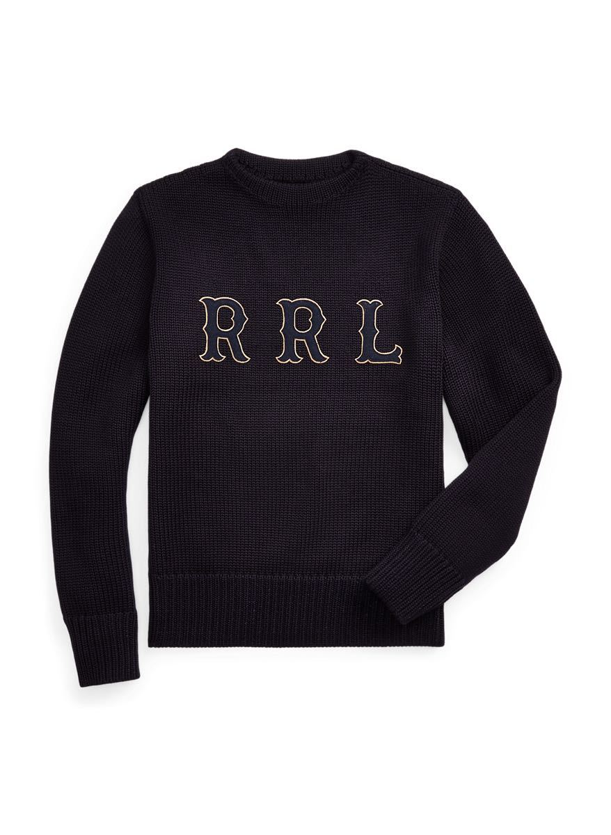 新品未使用ダブルアールエル ボートネックロゴアップリケセーター　Sサイズ RRL Polo Ralph Lauren ラルフローレン ウール ニット _画像1