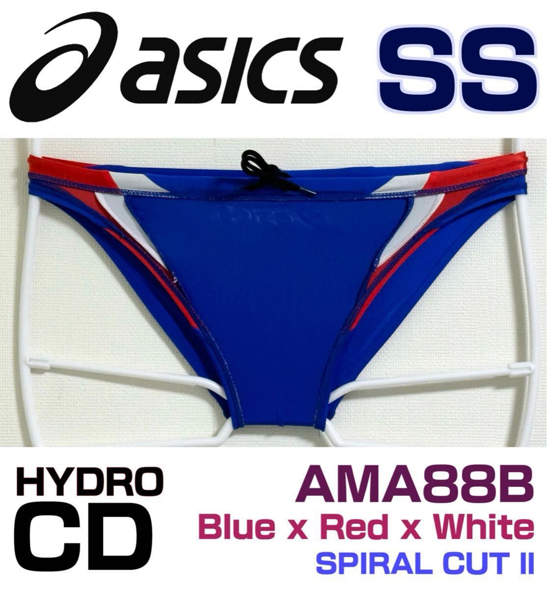asics 競泳水着 ハイドロCD AMA88B ブルー×レッド×ホワイト SS