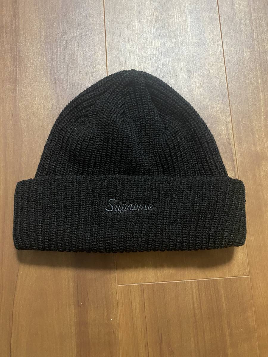 新品 SUPREME シュプリーム Loose Gauge Beanie スクリプトロゴ ビーニー ニット キャップ 黒 ブラック_画像1