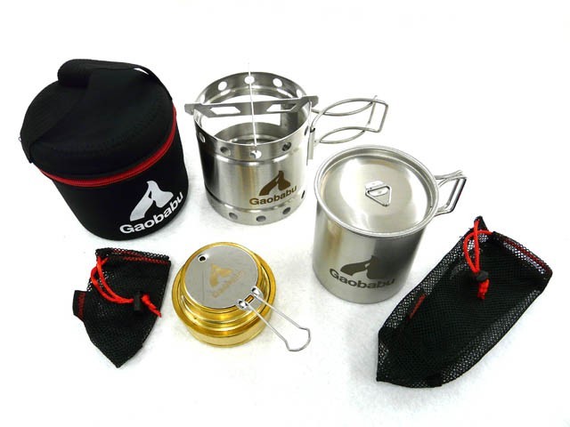 ガオバブ(Gaobabu) Gaobabuキャリボ ステンマグ＋アルコールバーナーセット GSET-10 マグカップ 風防 風よけ コンパクト