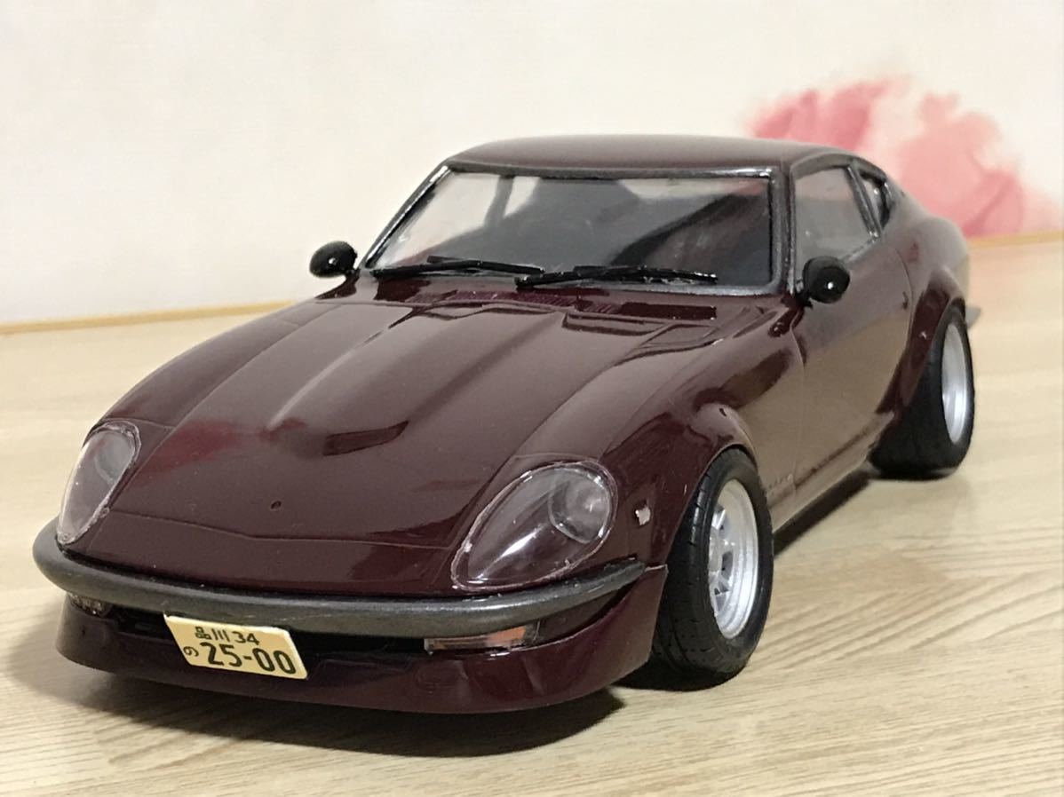 送料無料　1/24 シャコタン仕様　プラモデル完成品　日産 フェアレディZ 240ZG 旧車 街道レーサー マルーン NISSAN FAIRLADYZ