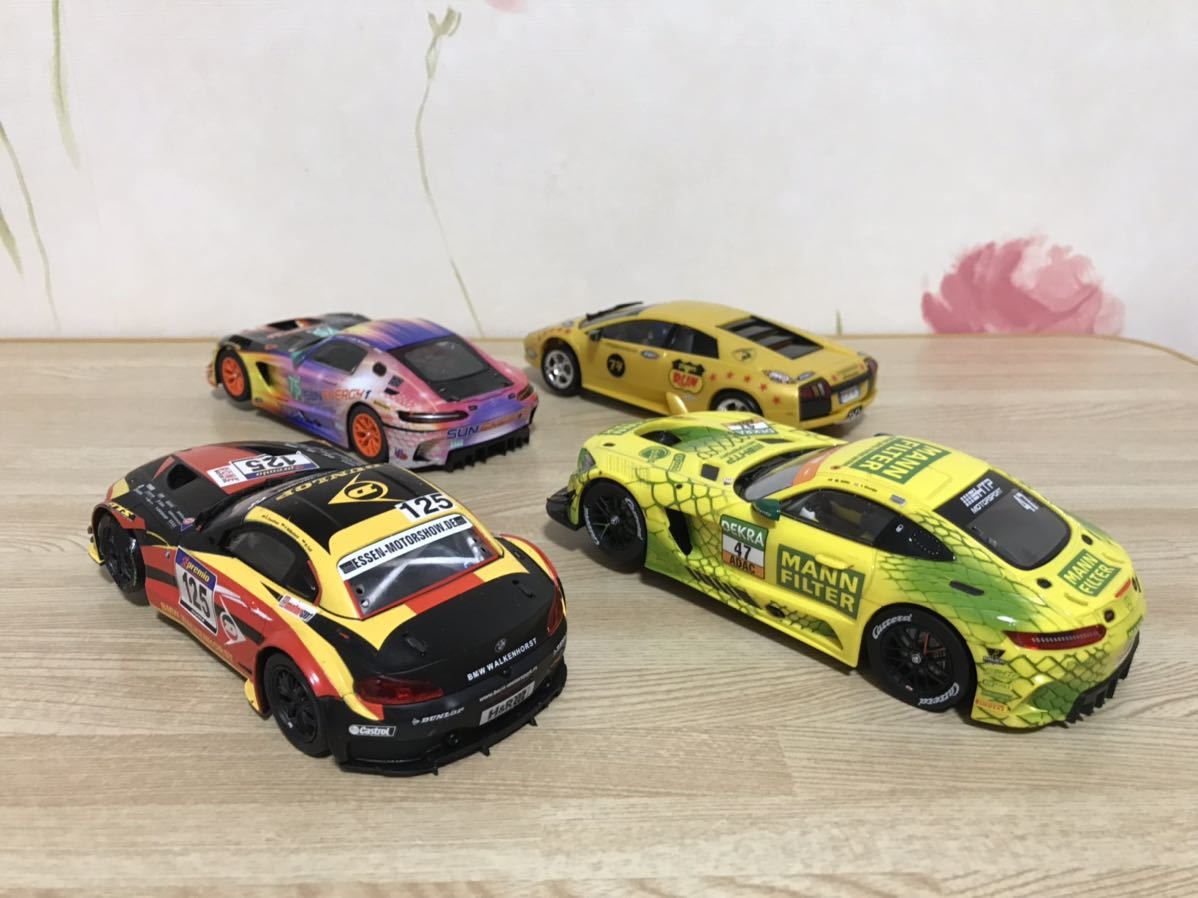 送料無料　1/32 ジャンク スロットカー 4台セット　メルセデスAMG BMW Z4 GT3 ランボルギーニ ムルシエラゴ SLOT CAR carrera等_画像7