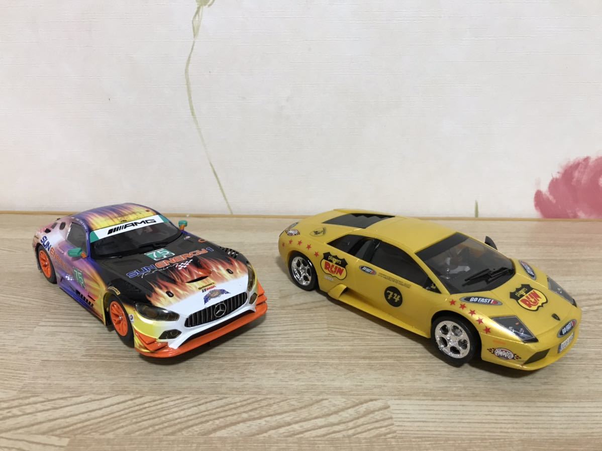 送料無料　1/32 ジャンク スロットカー 4台セット　メルセデスAMG BMW Z4 GT3 ランボルギーニ ムルシエラゴ SLOT CAR carrera等_画像2