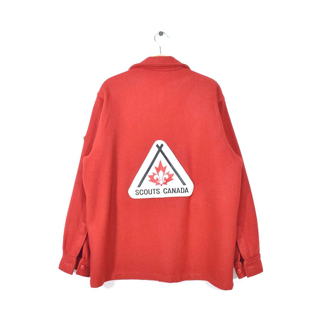 【送料無料】90s BSA ボーイスカウト USA製 ウールシャツジャケット ワッペン ヴィンテージ 赤 サイズL相当 古着 @DZ0423_画像2