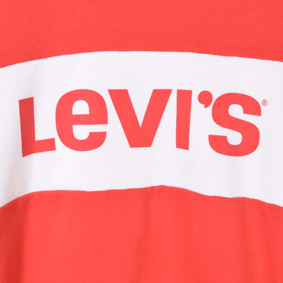 [ free shipping ] Levi's sweat red red white Logo print sweatshirt Levis lady's L cropped pants American Casual old clothes @CF0704