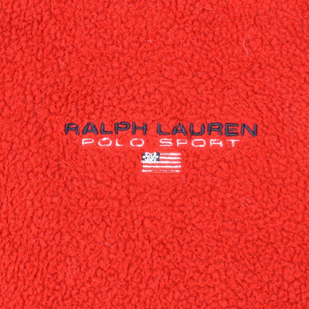 【送料無料】ポロスポーツ ラルフローレン USA製 フリースジャケット 星条旗ロゴ刺繍 赤 POLO SPORT RALPH LAUREN サイズM 古着 @DZ0442