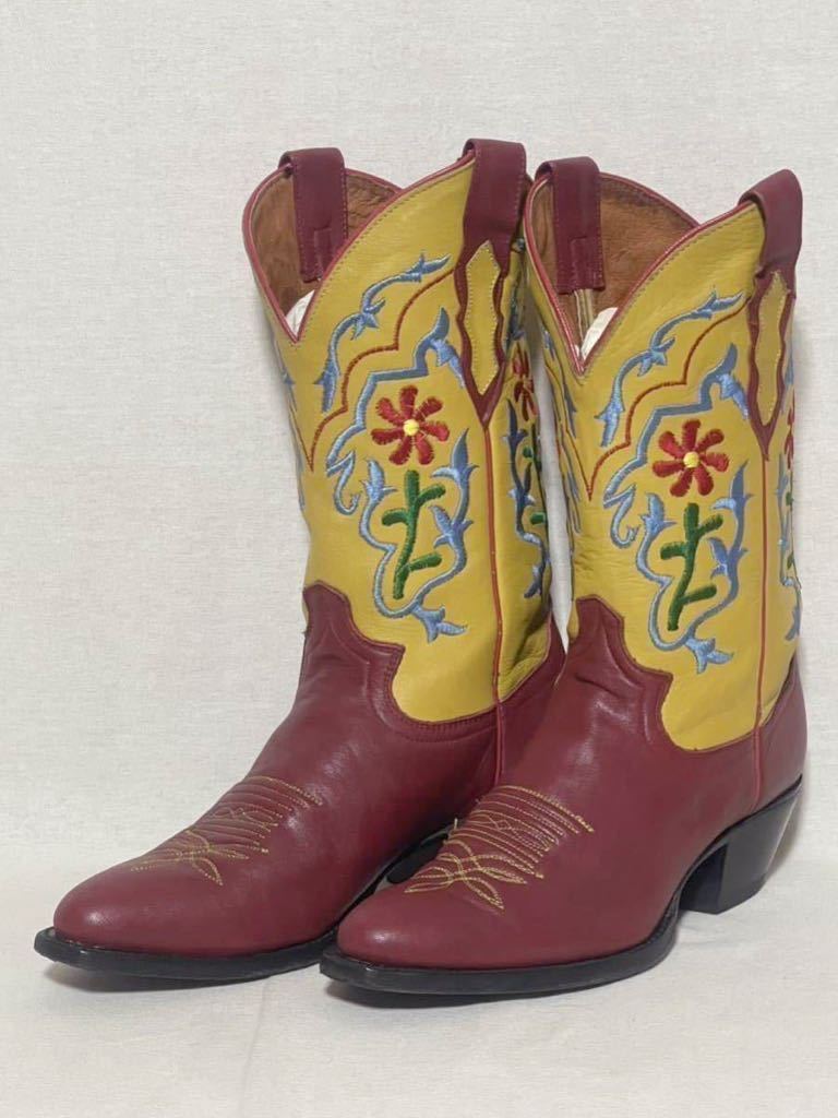 [Justin] Justin western boots leather leather western boots vintage cut . return embroidery lady's size 7B