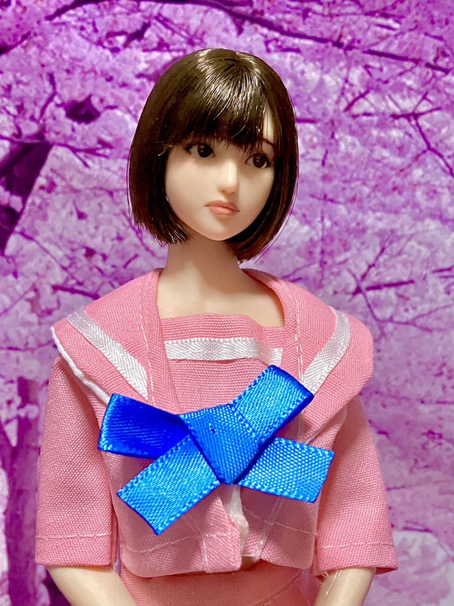 バッグ付きピンクセーラー服セット 1/6サイズ TBLeague ファイセン シームレス フィギア オビツ アゾン ジェニー バービー ドール 服 リカ_画像3