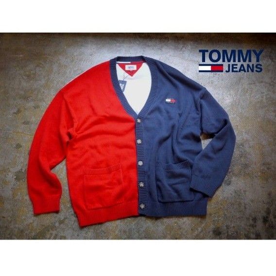 新品未使用 トミージーンズ ロゴ トリコカラー ニット カーディガン  TOMMY HILFIGER TOMMYJEANS　メンズ