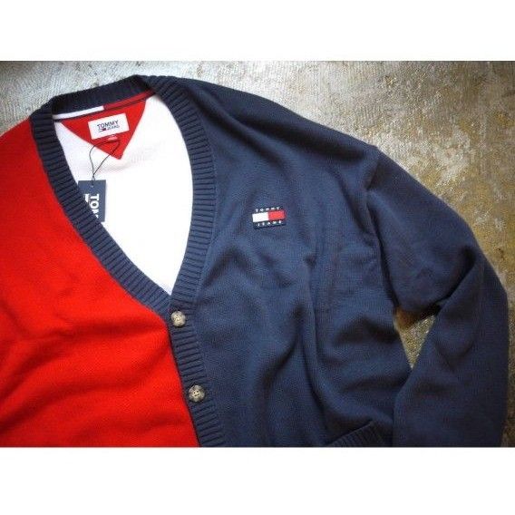 新品未使用 トミージーンズ ロゴ トリコカラー ニット カーディガン  TOMMY HILFIGER TOMMYJEANS　メンズ