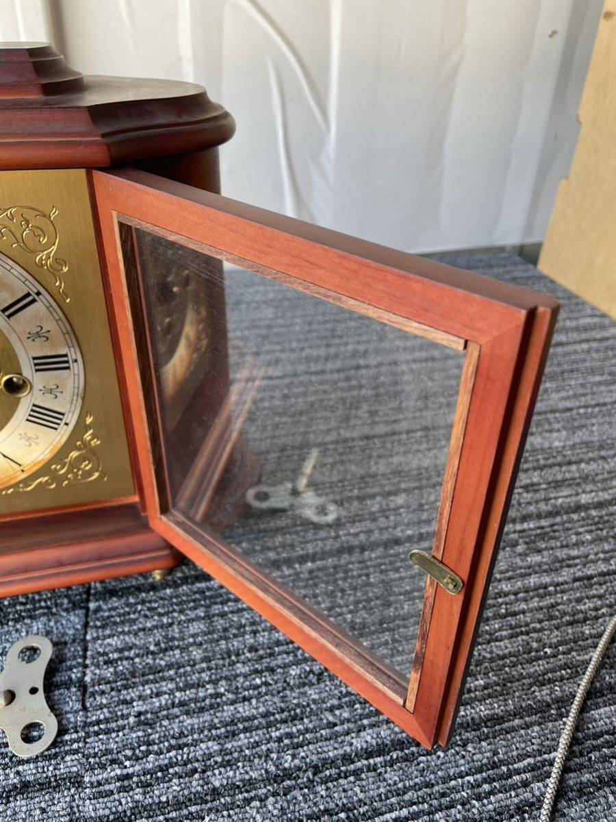 W.JHaid TW0（2）JEWELSドイツ製置時計機械式 時計木製置時計UNADJUSTEC 84 340-020ジャンク品_画像4