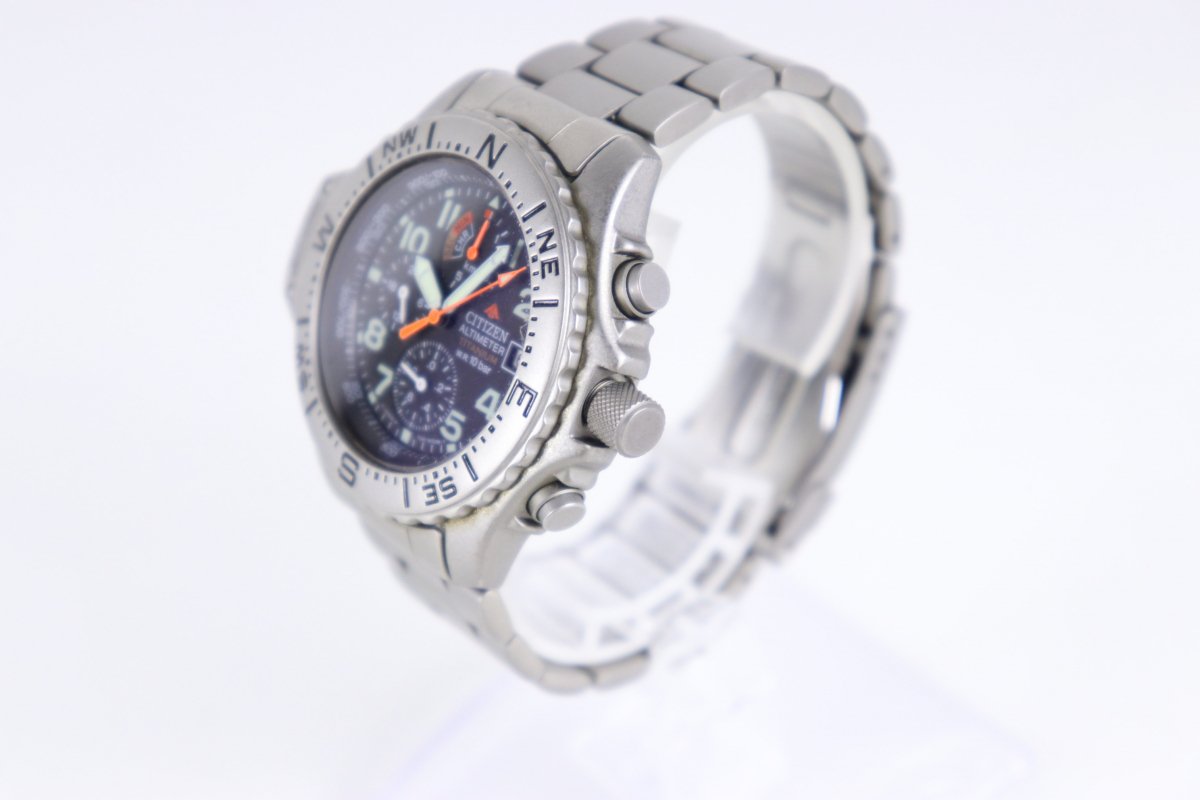 CITIZEN ALTIMETER 7240-H08932 Y シチズン アルティメーター TITANIUM W.R. 10BAR クオーツ クロノグラフ 腕時計 メンズ 015JILP18_画像2