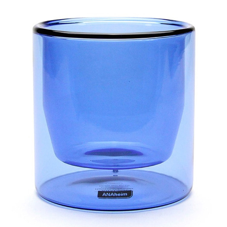 コップ ANAheim アナハイム ダブルウォールタンブラー 210ml ブルー 直径8.5×高さ9cm ガラス製 耐熱 グラス_画像1