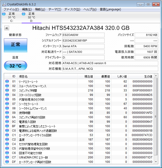 * 320GB * HITACHI [ HTS543232A7A384 ] thin type 7mm thickness superior article *YBP