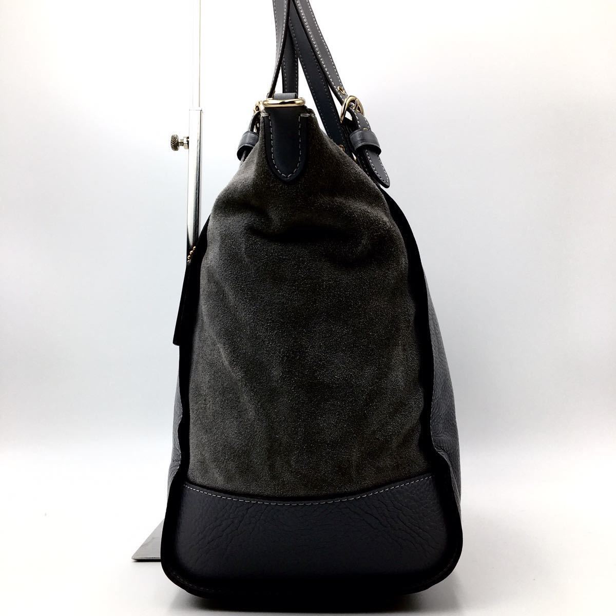 1円 【極美品・希少色】COACH コーチ トートバッグ ビジネスバッグ ショルダーバッグ 2way 大容量 グレーレザー メンズ_画像4