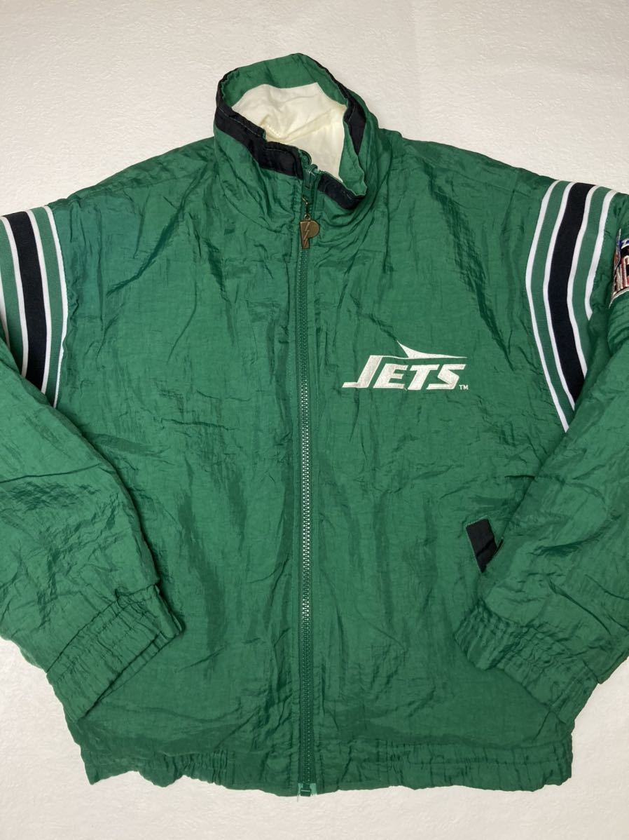 ◆ PROPLAYER x NFL ◆ New York JETS 90s ニューヨークジェッツ 両面BIGロゴ 中綿 リバーシブル スポーツジャケット S 大きめでL程度