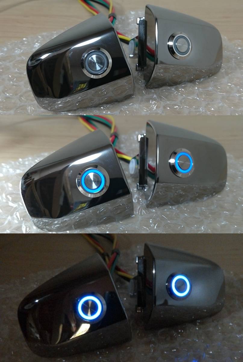 LED・ドアハンドル色選択可 加工済ポチガー スライドドアワンタッチオープナー 両側 RK RP ステップワゴン RC オデッセイ_ダーククローム+メッキスイッチ