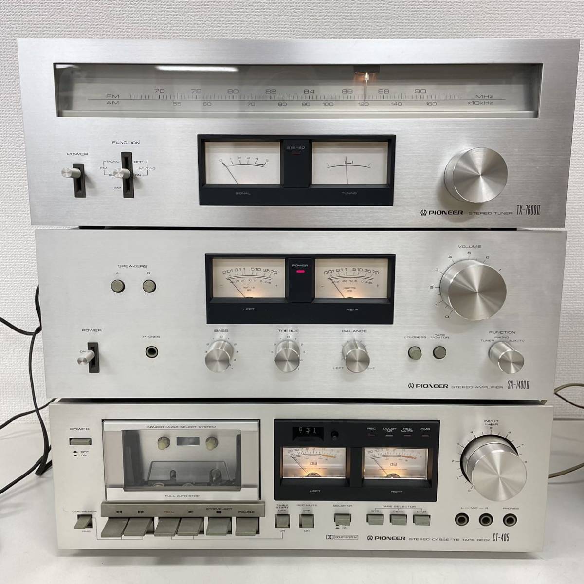PIONEER パイオニア CT-405 カセットテープデッキ SA-7400II プリメインアンプ TX-7600Ⅱ AM/FM チューナー 3点セット_画像1