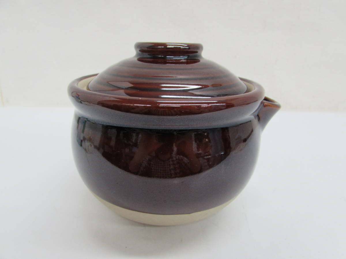 良品 薬土瓶 行平 アメ釉 陶器製 片手鍋 調理器具 おかゆ おもゆ 和食器 _画像5