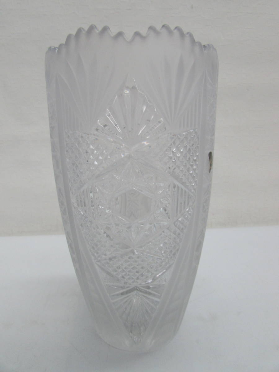 保管品 SOGA GLASS 曽我ガラス インペリアルコレクション フラワーベース 花瓶 花器 カットグラス インテリア オブジェ 高さ26.2㎝ 箱付の画像7