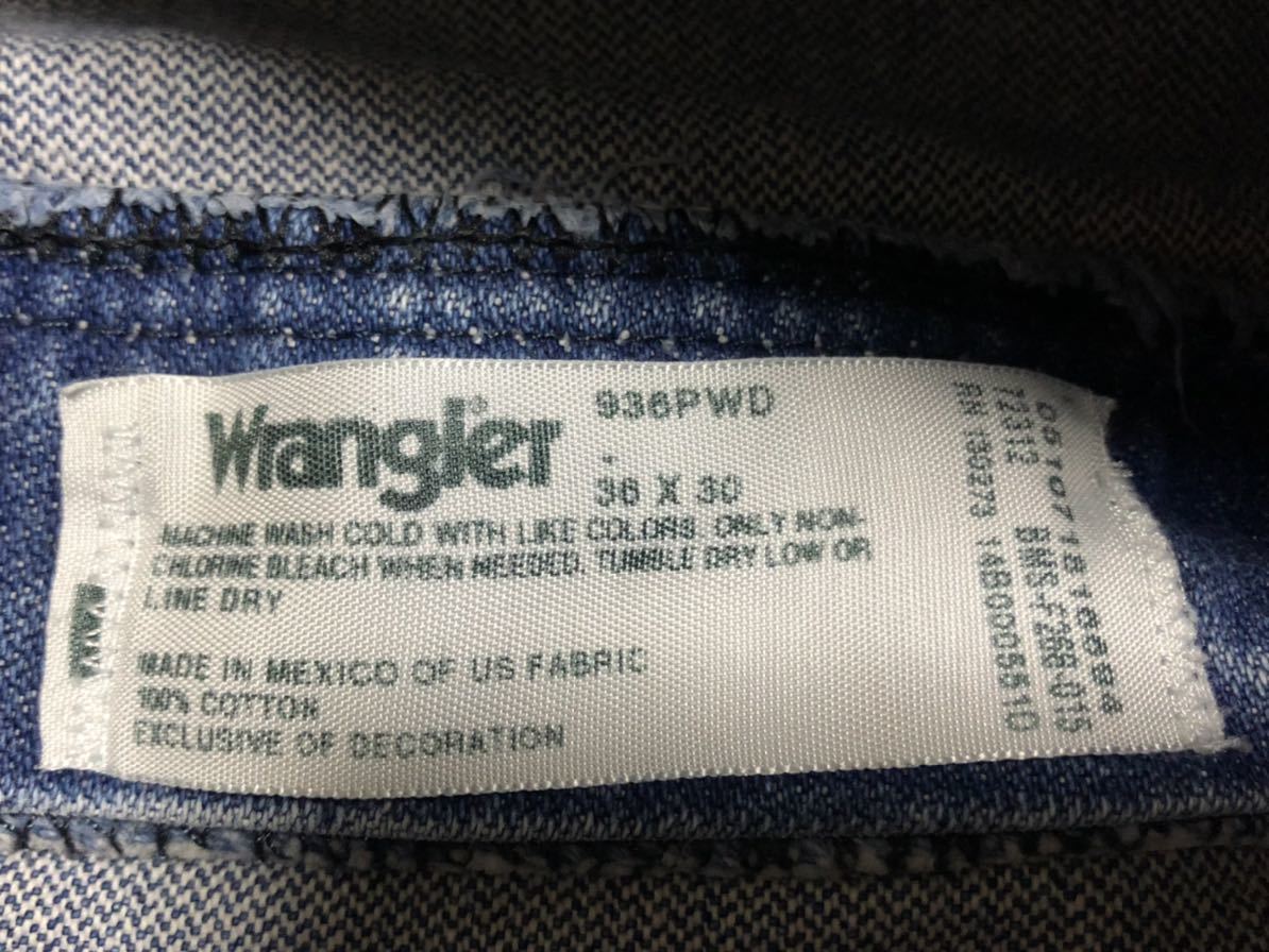 90sヴィンテージ MADE IN MEXICOメキシコ製Wrangler ラングラー936PWDデニムパンツW36実測W92cmL66cm_画像3