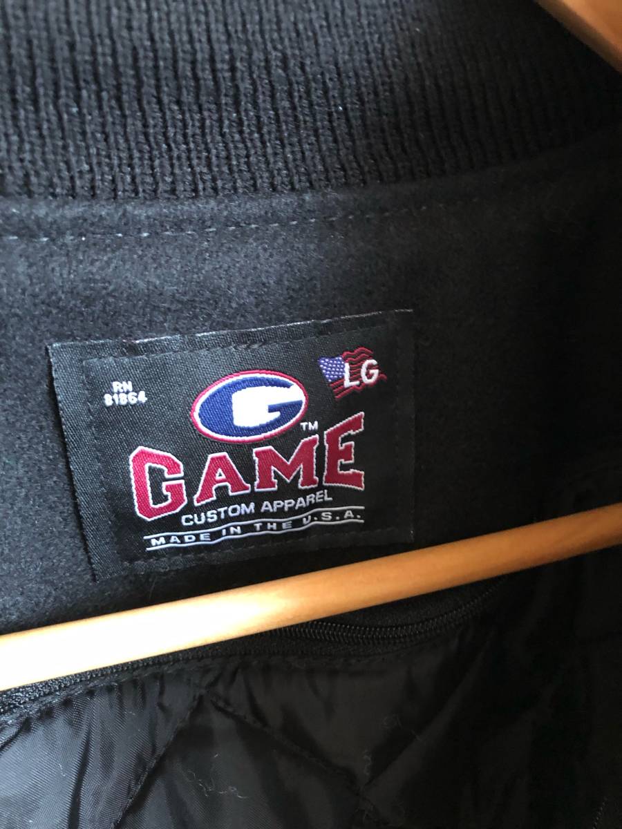 【美品】GAME SPORTSWEARゲームスポーツウェア｜スタジャンウールレザー革｜Lサイズ｜ブラック黒｜アメリカ製｜SupremeシュプリームOnly NY_画像5