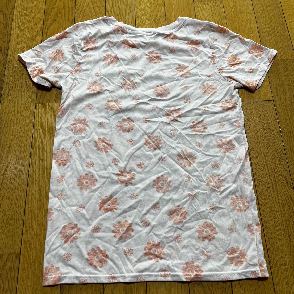 Mサイズ　 半袖Tシャツ　ピンク　茶色　オレンジ　花柄　英字