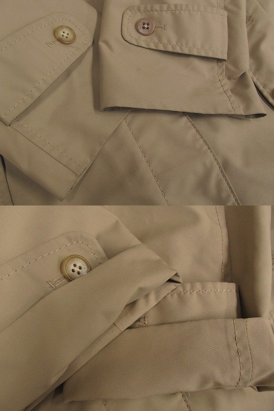 i3273：日本製！Aquascutum (アクアスキュータム) トレンチコート 5S ハーフコート ベルト付き/ロゴ刺繍 ベージュ/レディース/レナウン_袖ボタンひとつ別のボタンが付いています。