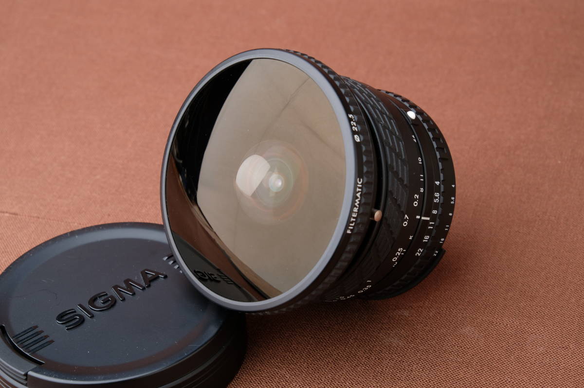 シグマ 魚眼/フィッシュアイ/SIGMA FISHEYE CIRCULAR IMAGE 8mm f4 FILTERMATIC for Nikon 用/専用フィルター4枚(22.5mm)キャップ付_画像4