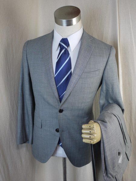 M587○SUIT　COMPANY○美品○160㎝8Drop・２釦・背抜き・グレーシングルスーツ・ビジネス_画像1