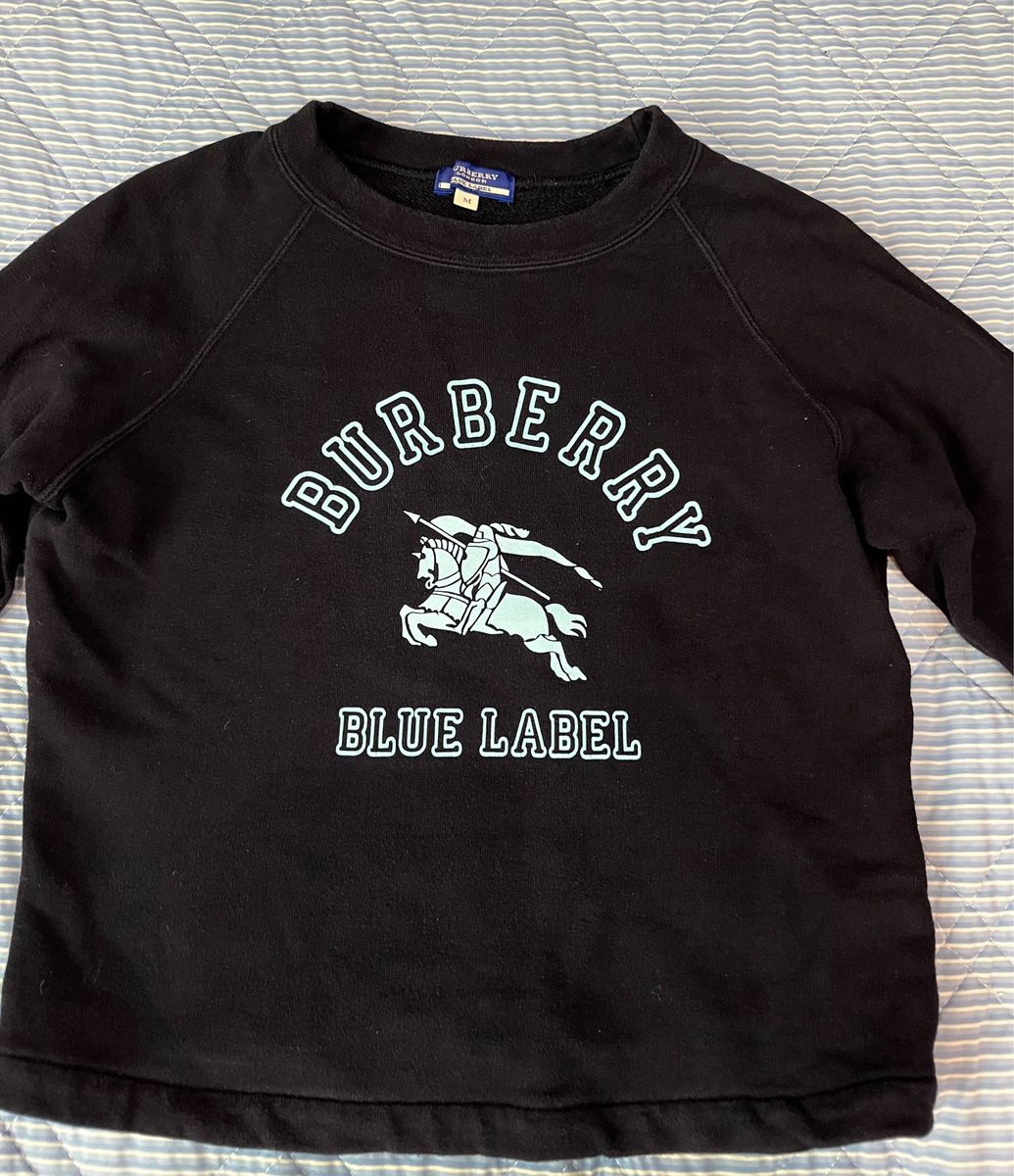 春に！Burberry Blue label 紺色 トレーナー レディース M（S）◆バーバリー ブルーレーベル ショート丈