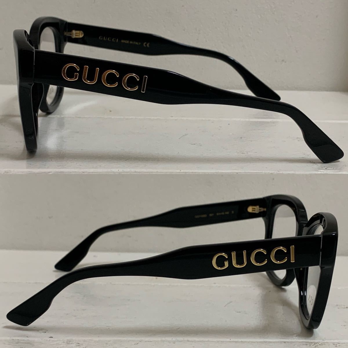 GUCCI グッチ MADE IN ITALY イタリア製 GG1155O 001 テンプル GUCCIロゴ ウェリントンフレーム スクエアフレーム 黒縁メガネ アーカイブ_画像3