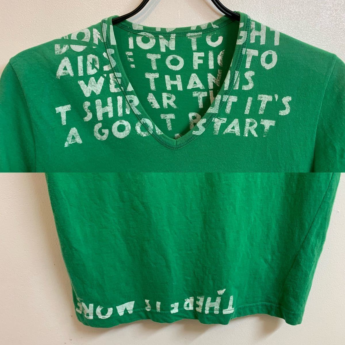 MAISON MARTIN MARGIELA PARIS メゾン マルタンマルジェラ パリス 初期 2003SS MADE IN ITALY エイズTシャツ グリーン × 白 S アーカイブ_画像4