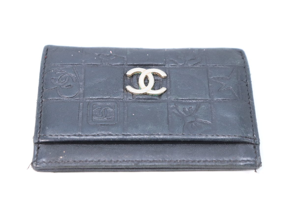 CHANEL シャネル アイコン カードケース 名刺入れ パスケース ブラック系 レディース 小物 8428-B_画像1