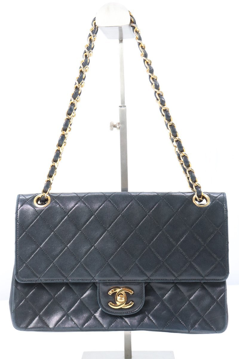 【ジャンク】CHANEL シャネル マトラッセ ダブルチェーン ショルダーバッグ ターンロック ブラック 黒 レディース ゴールド金具 9637-HA_画像1