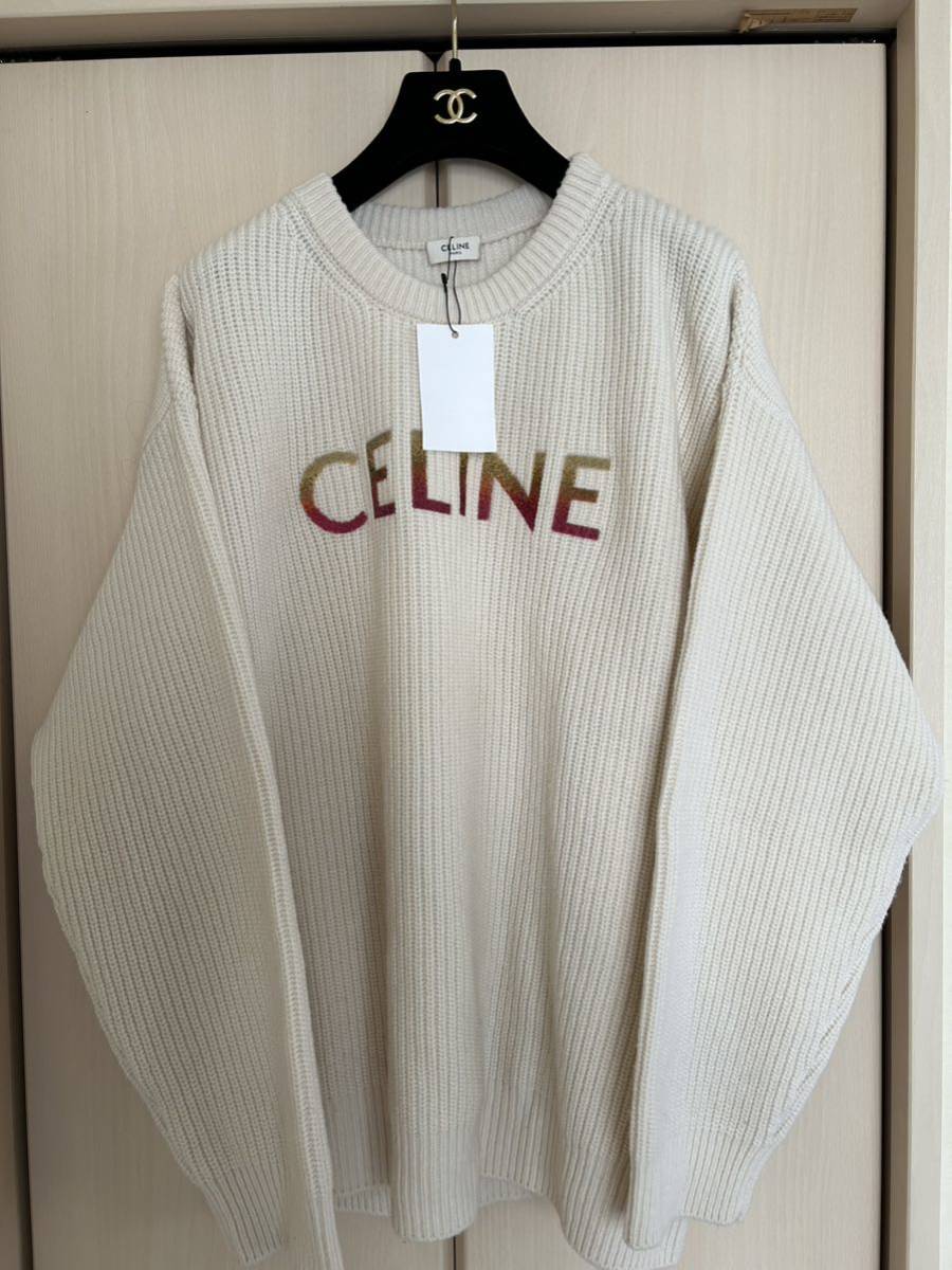 CELINE セリーヌ　オフホワイトニット　セーター　近年物　キラキラ　タグ付き　未使用　メンズ_画像1