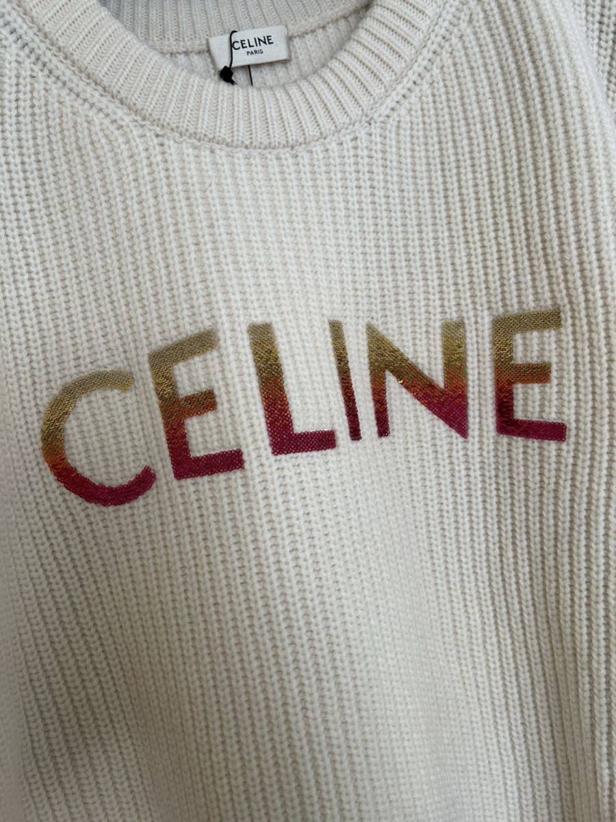CELINE セリーヌ　オフホワイトニット　セーター　近年物　キラキラ　タグ付き　未使用　メンズ_画像2