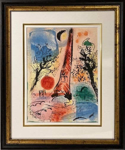 【特価】　≪　　マルク・シャガール　　≫　　オリジナルリトグラフ【石版画】　　　1960年　　　VISION OF PARIS　　　MARC　CHAGALL