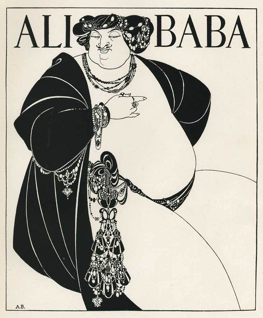 【特価】　≪　オーブリー・ビアズリー　≫ 　オリジナルラインブロック　　COVER DESIGN-THE FORTY THIEVES 　 1900年　AUBREY　BEARDSLEY_画像2