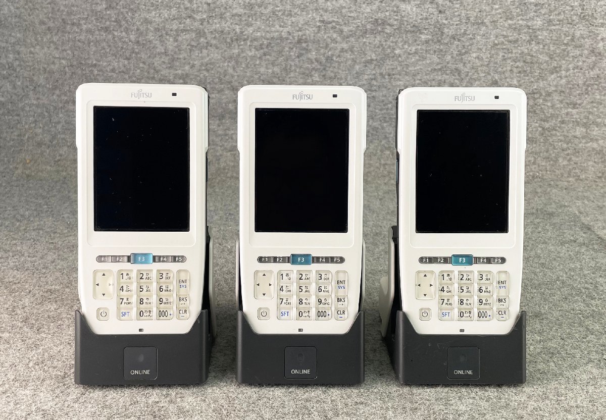 M◆富士通(Fujitsu)/ハンディターミナル/Handheld Terminal MultiPad V2/FHT451BS 3台セット/クレードル充電器3台付き/初期化済(4