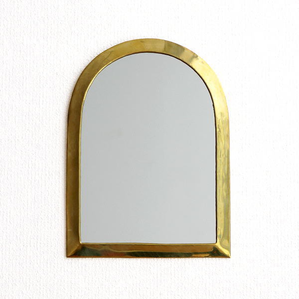 鏡 壁掛けミラー おしゃれ 真鍮 アンティーク レトロ ゴールド ウォールミラー アーチ型 シンプル 玄関 真鍮の壁掛けミラー アーチ L_画像1