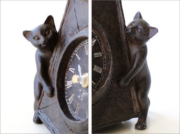 置き時計 置時計 おしゃれ レトロ かわいい 猫 ねこ 雑貨 アンティークな時計とネコさん_画像4