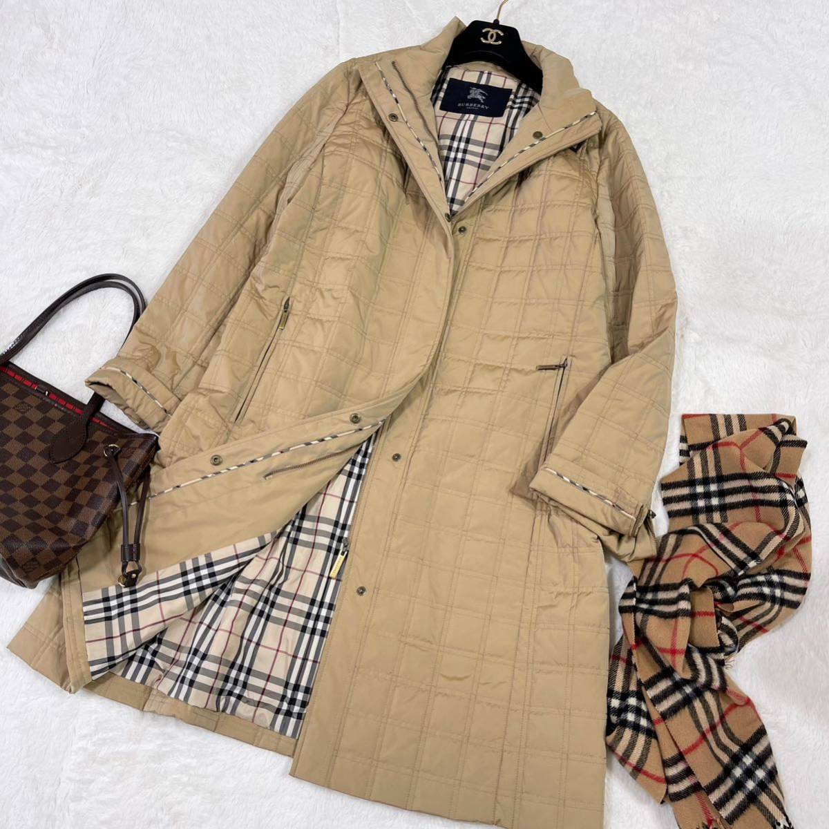 大きいサイズ 美品 バーバリー BURBERRY バーバリーロンドン キルティングコート ロングコート ノバチェック 中綿 旅行 通勤 11号 LL/XL_画像8