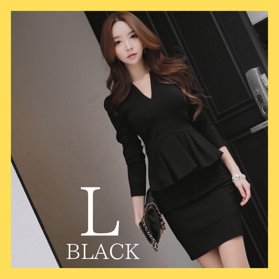 【XL】Vネック スーツ風 ワンピース キャバドレス ブラック ミニドレス_画像9