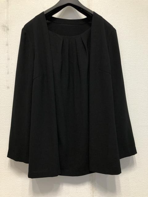 新品☆LLトール喪服礼服フォーマル黒パンツスーツ3点セット☆w815