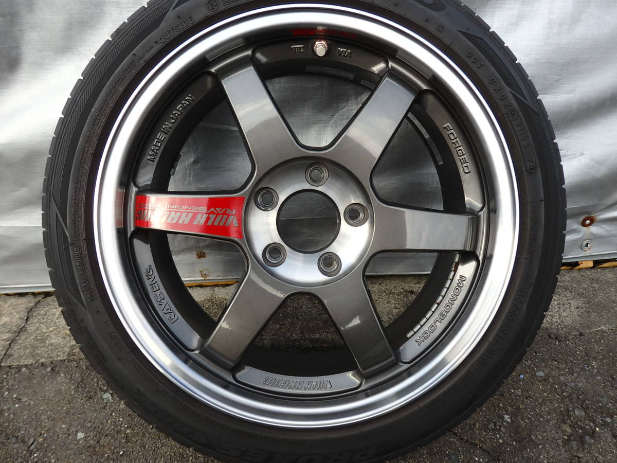 超美品　4本セットタイヤ付　RAYS　VOLKRACING　TE37 SL　17インチ7.5J+40　5穴114.3　レイズ　ボルクレーシング　PG プレスドグラファイト_画像3