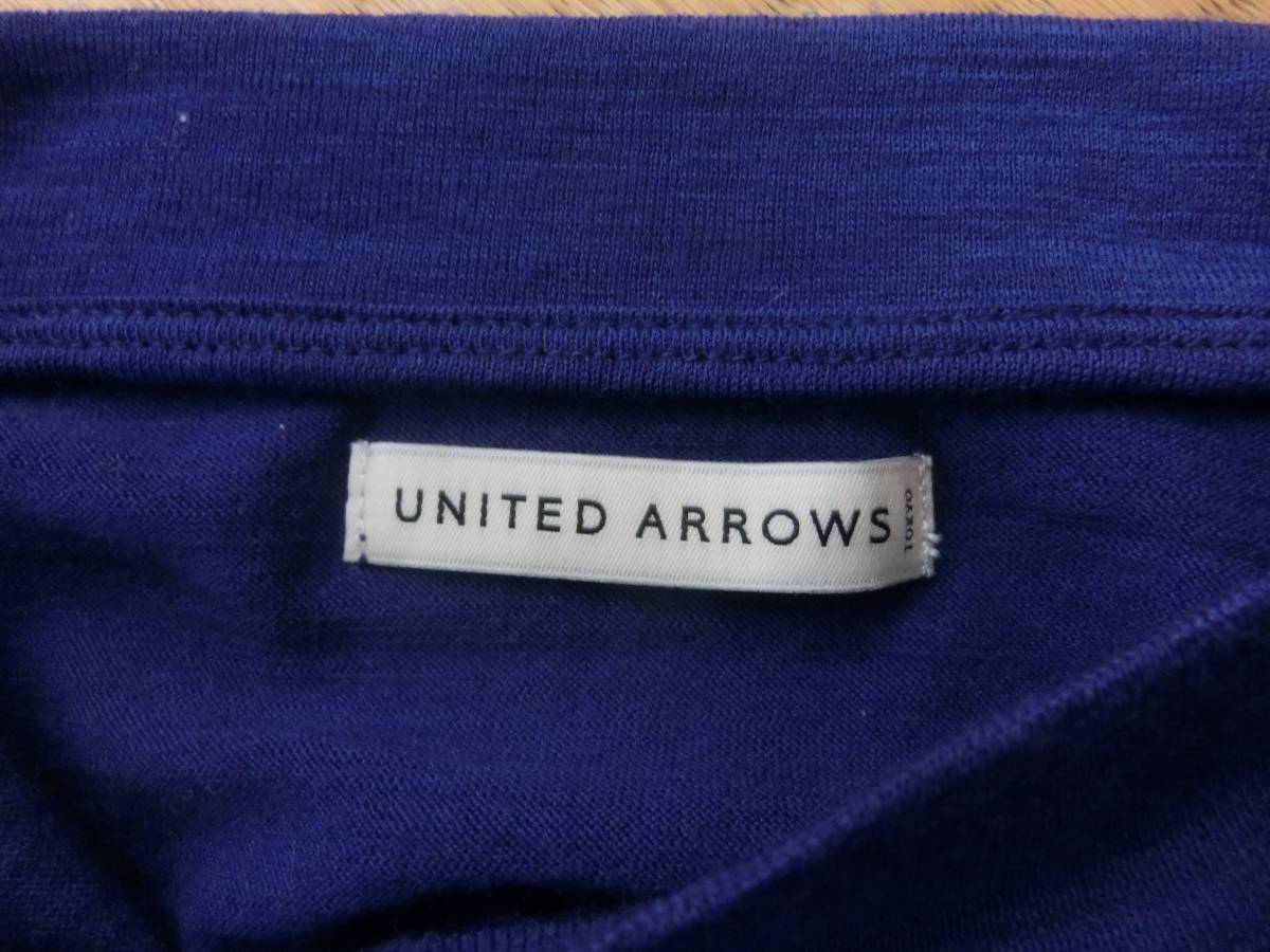 UNITED ARROWS ユナイテッドアローズ　ハイゲージクルーネックニット　青　ブルー　M セーター　薄手 ウール100%　113-199-2363_画像2