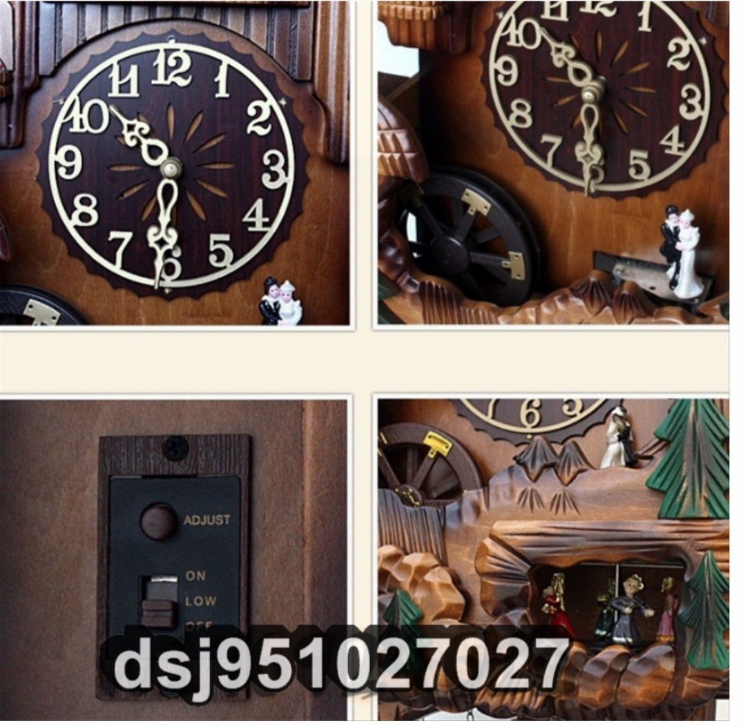 多機能 ヨーロピアンスタイル はと時計 無垢材の鳩時計 ハト時計 振り子時計 からくり時計 壁掛け時計_画像6